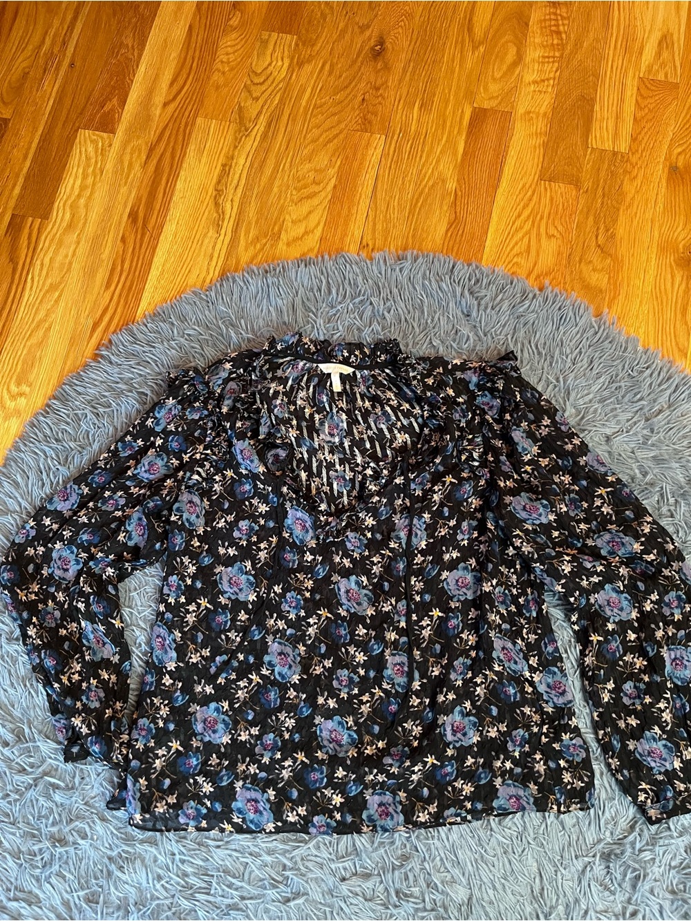 Rebecca Taylor Womens Solstice Dark Floral Pullover Silk Blouse Size 12 - Picture 2 of 6